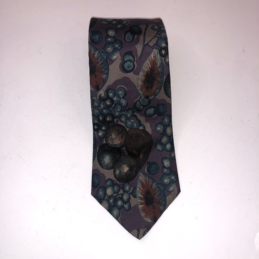 VTG Christian Dior Monsieur‎ Italian Woven Silk Floral Pears Neck Tie Multicolor